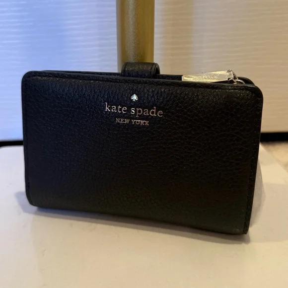 Kate Spade Black Leather Wallet Pockets/Zipper/Snap - Picture 2 of 6